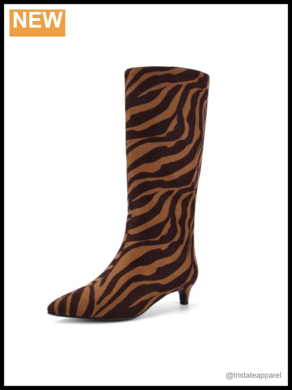 Kitten Heel Knee High Boots Pointed Toe Faux Suede Pull-On Women's